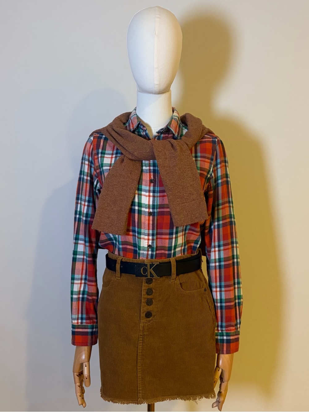 Indigo Rein Corduroy Button Front Mini Skirt Camel Brown Tan Sz 3/25 NWOT